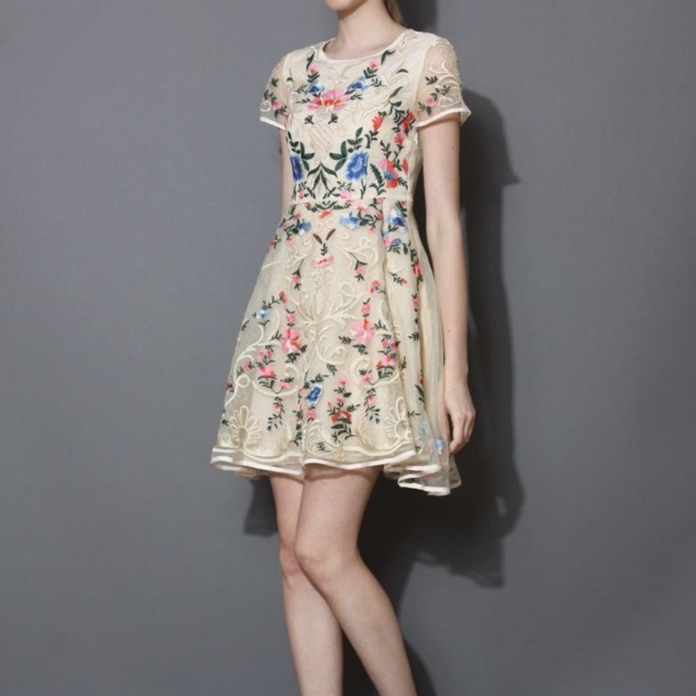 Chicwish Garden Embroidered Organza Dress